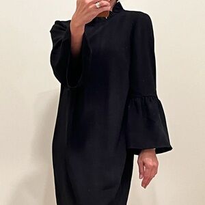 J.Crew black ruffle neck black mini dress size 6